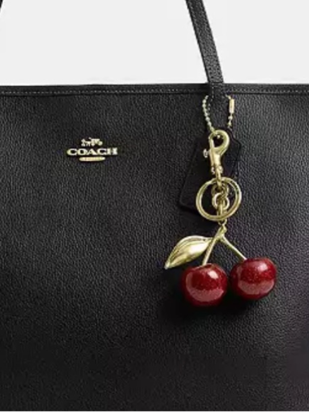 Coach Large Black Leather Tote with Gold Logo Accent - Picture 10 of 13